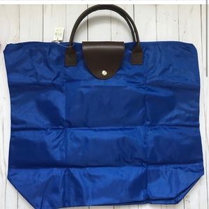 Longchamp style folding tote bag blue